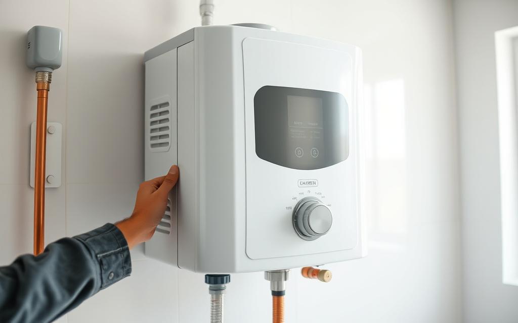 Newly installed water heater with copper piping