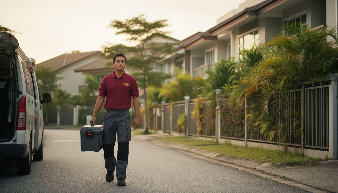 ClimbSmart technician arriving at a Kuala Lumpur terrace house